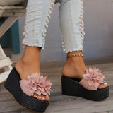 Women Platform Slippers 2024 New Summer Beach Wedges Sandals Fashion Flower Casual Slippers Women High Heel Slippers Women