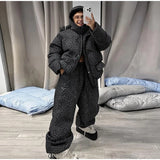 Chic Leopard Hooded Puffer Coat Set Women Quilted Full Sleeve Zip Jacket Wide Leg Pants 2026 New Lady Winter Thicken Warm Outfit