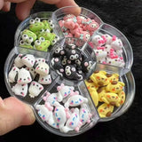 120PCS Box Mixed Hello Kitty 3D Nail Charms Cute Cartoon Resin Ornaments Kawaii DIY Nail Art Manicure Decor Accessories