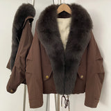 Down Jacket Women Real Fox Fur Collar Autumn 2025 Winter White Duck Down Coat Warm Puffer Jacket Female Waterproof  Feathers