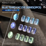 MIANEL Blue Tears Cat Eye Nail Polish Unique Blue Color and Magnetic Powder Create a Dreamy and Romantic Blue Nail Art Effect