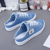 2024 Spring Summer Women Canvas Sneaker Low Top Denim Sneakers Ladies Lace-Up Flat Canvas Board Shoes Female Sapatos Femininos