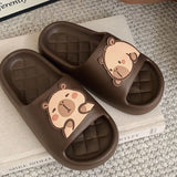 Cute Capybara Design Thick Sole Women Slippers Slides Bathroom Beach Indoor Sandals Summer Couple Shoes