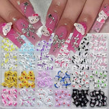 50Pcs Leopard Sanrio 3D Resin Nail Charms Mixed Kuromi My Melody Kitty Nail Parts DIY Manicure Decor Accessories