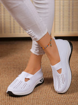 Women's shoes, casual sports shoes, solid color breathable sports soft-soled lightweight walking shoes, low-top knitted casual s