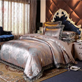 Luxury Jacquard Bedding Set Tencel Modal Duvet Cover 4PCS with Lace Satin Bed Sheet Pillowcases King and Queen Size Home Textile