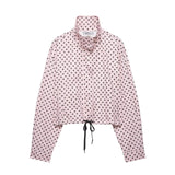 TARUXY Fashion Polka Dot Print Jacket Coat Women's Stand Collar Long Sleeved Workwear Coat Ins Hot Short Casual Female Jackets