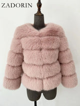 ZADORIN S-6XL Mink Coat Winter Black White Faux Fur Coat Woman Elegant Fluffy Faux Fur Jacket Top Short Fur Coats Woman Clothing