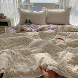Summer Quilt Korean Style Duvet with Lace Single/Queen Size Comforter Flower Printed Quilted Blanket 여름이불 (No Pillowcase)