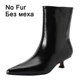 JOZHAMTA Size 34-43 Women Real Leather Ankle Boots Fashion Mid Heels Shoes For Winter Boots Pointy Office Lady Daily Dress Shoes