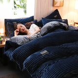 Warm Winter Duvet Cover Bedding Set Thick Solid Color Velvet Double Soft Quilt Cover Twin Queen King Comforter Cover Sets 220*24