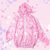 American High Street Y2K Hoodie Women's Cartoon Printed Bear Long Sleeve Coat Subculture Graffiti Yami Kawaii Loose Hooded Coat