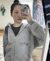 Street Sle Korean Version Simple Personali Rivet Zipper Casual Loose Matching Hoodie Jaet Unique SEI Women's Sweatirt