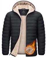 TACVASEN Men's Puffer Jacket Winter Warm Hooded Sherpa Lined Water Resistant Windproof Insulated Jacket Warm Winter Puffy Coat