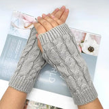 Women Stylish Hand Warmer Winter Gloves Arm Crochet Knitting Faux Wool Mitten Warm Fingerless Glove Twist Pattern Women Gloves