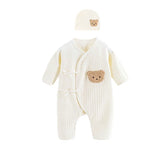 Somenie Infant Knitting Jumpsuit 100% Cotton Long Sleeve Romper One Piece Outfit for Boys & Girls Newborn Baby 4 Seasons Wear