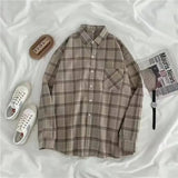 Plaid shirt women long sleeve retro port taste loose size women Korean version of the spring wear student jacket