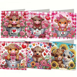 6-Piece/Set DIY Diamond Painting Kit Birthday Card Kit, Unique Flower Pattern Design, Rhinestone Diamond Painting Art Mosaic Pos