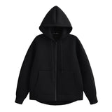 HXAO Hoodie Woman Outerwears Long Sleeve Demi-Season Women Jacket Coat Casual Sweatshirt With Zipper Grey Black Jacket Coats