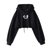 Sexy Short Hooded Sweatshirts Women Fashion Solid Color Long Sleeve Crop Tops Korean Streetwear Pullover Hoodies Female