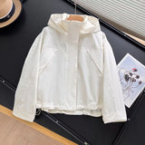 Mumaroho 2026 Autumn Winter Women Windbreaker Jacket Windproof Solid Long Sleeve Outdoor Sport Hooded Thin Coat Jacket For Women