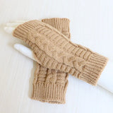 Women Stylish Hand Warmer Winter Gloves Arm Crochet Knitting Faux Wool Mitten Warm Fingerless Glove Twist Pattern Women Gloves