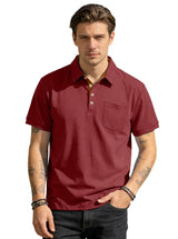 Men's Casual Business Polo Shirt Lapel Collar Chest Pocket Loose Short Sleeve Summer Daily Wear 2026 Summer New Men's Polo Shirt