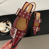 Women Flat With Shoes 2026 Designer Luxury Buckle Fashion Ladies Flats Shoes Slingback Pointed Toe Casual Female Sandals Mules