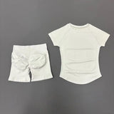 2 Pcs HISTELLO Sports Gym Sets Short Sleeve Seamless Yoga Clothing Fitness Set Women Workout Running Sports Short Leggings Suit