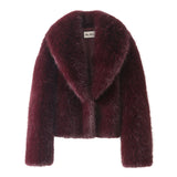 Neo Mint Street Fashion Shawl Collar Faux Fox Fur Coat Women 2024 Winter Cool Girls Black Short Fur Jacket Vintage Chic Overcoat