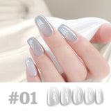 1-12pcs WS Hot Style Non-gray Universal White Cat Eye Gel Nail Polish Super Flash White Glass Bead Nail Art Nail Suppies