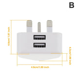 Latest 5V/2.1A Dual USB Port Fast Charger Universal UK Mains 3 Pin Plug Wall Charger Adapter USB Charging For Phone Tablet