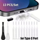 Cell Phone Charging Port Dust Plug with Cleaning Brush for IPhone 17 16 15 14Pro Max Plus Samsung Xiaomi IOS Type C Cleaner Set