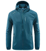 Men's UPF 50+ UV Protection Windbreaker Quick Dry Jacket Outdoor Sun-Protective Thin Hiking Fishing Cycling Hooded Sport Light