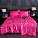 Luxury 100% Silk Bedding Set with Duvet Cover Set Double King Queen Size Bedding Cover Kit 4pcs Bed Cover Bed Linen Sets