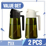 Olive Oil Spray Bottle for Oil Bottle Pouring for Cooking Oil Spices Camping Dispenser with Automatic Lid Spice Shaker