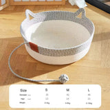 Pet Cat Bed Round Hand Woven Rattan Wear-resistant Cat Bed Summer Cooling Pet Bed Indoor Sleeping House Pet Products Accessories