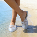 Summer Ladies Flat Bottom Hollow Comfortable Jelly Sandals Crystal Plastic Beach Slippers Breathable Slip-On Shoes