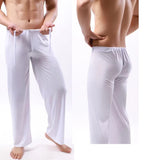 Ice Silk Men Pajama Pants Thin Long Pants Men See Through Sleeping Pants Bottoms Homewear Men Pyjamas Pajamas Home Pants