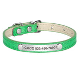 Personalized Cat Collar Custom Leather Cat Collars Free Engraved Puppy Kitten ID Necklace Bling Pet Collars for Small Dogs Cats