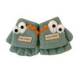 Cartoon Autumn Winter Gloves Cold Proof Windproof Baby Children Half Finger Flap Gloves Thickened Hand Warmer