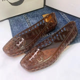Spring and Summer New Korean Style Transparent Crystal Shoes for Women, Comfortable Closed-Toe Hollow Sandals, Soft and Fashionable Dongdaemun Jelly Shoes, Slip-On Slippers