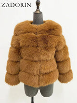 ZADORIN S-6XL Mink Coat Winter Black White Faux Fur Coat Woman Elegant Fluffy Faux Fur Jacket Top Short Fur Coats Woman Clothing