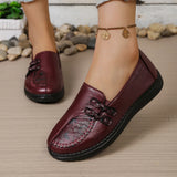 Women's Spring Autumn Leather Loafers Floral Embossed Slip‑On Flats Anti‑Slip Comfort Casual Mom Daily Walking Free Shipping