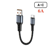 Crouch 90 Degree Short Cable USB Type C To Type C 6A 66W Fast Charge 25CM 50CM Power Bank USB C Cable For iphone Huawei Xiaomi