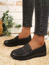 Women's Spring Autumn Leather Loafers Floral Embossed Slip‑On Flats Anti‑Slip Comfort Casual Mom Daily Walking Free Shipping