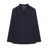 ETJ 2025 women's new fashion design three-dimensional cut high collar slim suit jacket & matching casual trousers