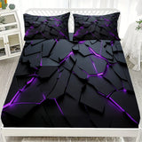 3Pcs Lightning Glow Fitted Sheet Set 3D Printed Soft Red Black Bedspread Single Twin Queen King Size Bed Sheet Set Home Decor