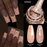 7ml Reflective Glitter Nail Gel Polish Semi Permanent French Style Nail Art UV LED Gel Sparkling Soak Off Manicure Varnish DIY