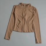 Women Zip Fitness Yoga Shirt Long Sleeve Sports Jacket Gym Top Activewear Running Coats Workout Clothes Woman